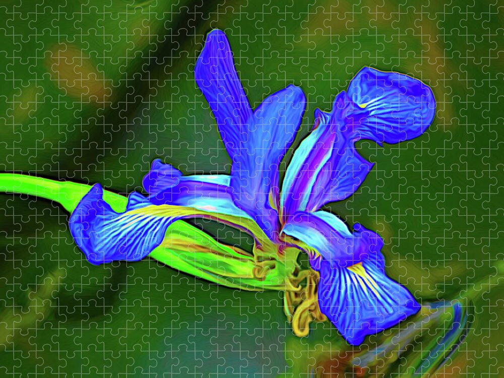 Swamp Iris Jigsaw Puzzle featuring the photograph Swamp Iris Expressing Itself by Jerry Griffin