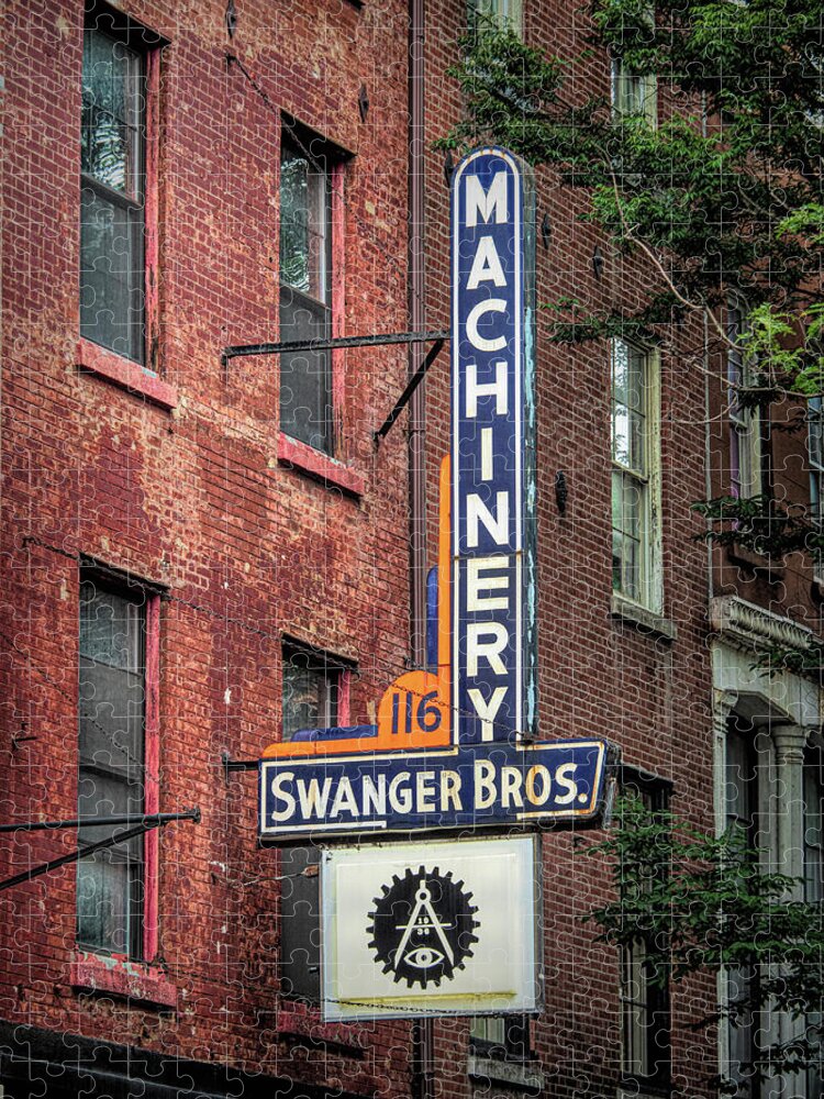 Vintage Jigsaw Puzzle featuring the photograph Swanger Brothers Vintage Sign Philadelphia by Kristia Adams