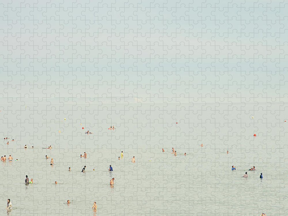 Boscombe Jigsaw Puzzle featuring the photograph Swimmers by Lenny Carter
