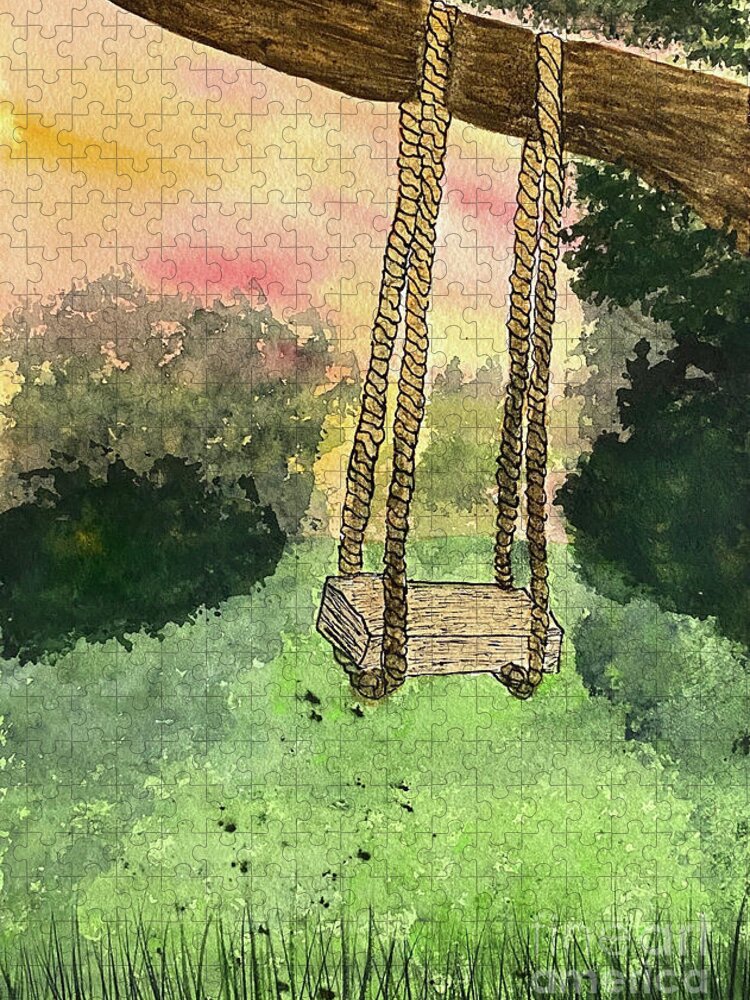 Swing Jigsaw Puzzle featuring the mixed media Swing by Lisa Neuman