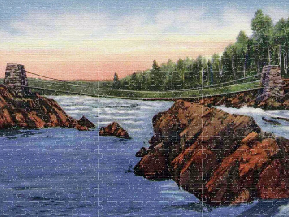 Duluth Jigsaw Puzzle featuring the photograph Swinging Bridge in Jay Cooke Park by Zenith City Press
