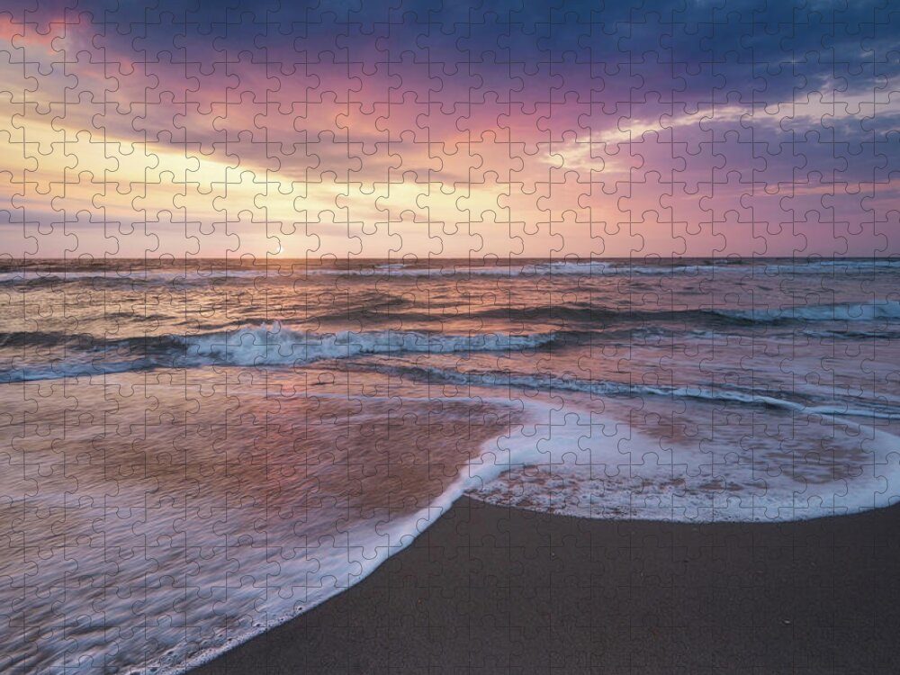 Cape Hatteras National Seashore Jigsaw Puzzle featuring the photograph Swirling Surf on Bodie Island by Kristen Wilkinson