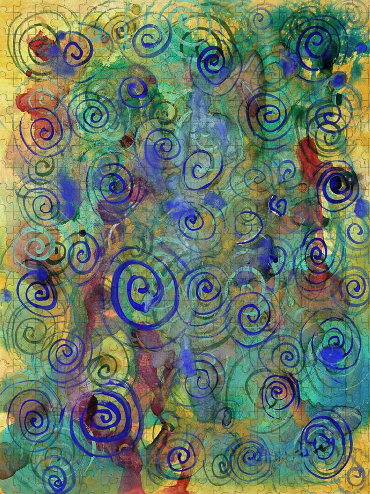 Semi-abstract Art Jigsaw Puzzle featuring the painting Swirls by Tessa Evette