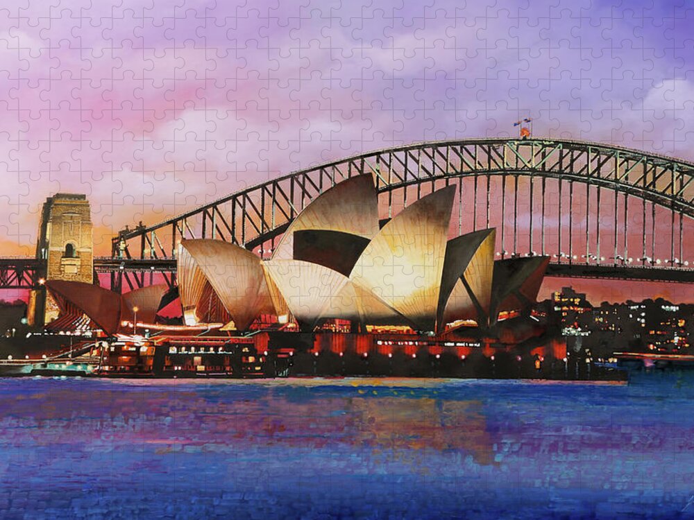Australia Puzzle featuring the painting Sydney Opera House by Guido Borelli