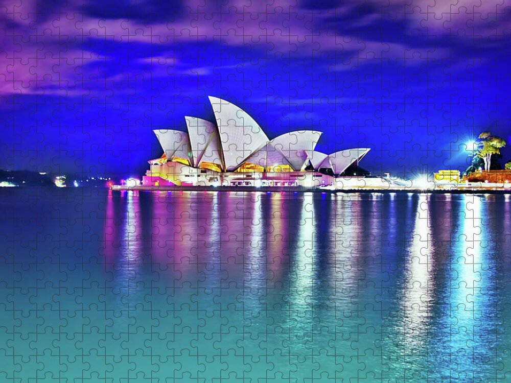 Sydney Opera House Jigsaw Puzzle featuring the photograph Sydney Opera House Pre Dawn by Az Jackson