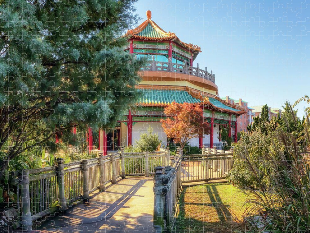 Pagoda Jigsaw Puzzle featuring the photograph Taiwan Friendship Pavillion - Norfolk by Susan Rissi Tregoning