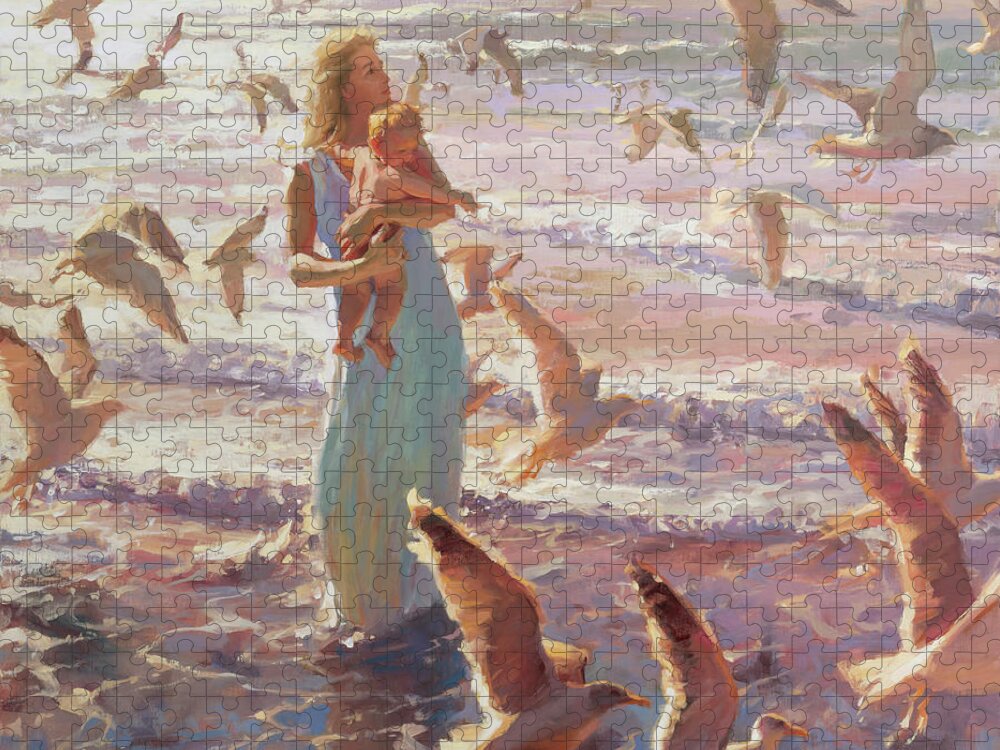 Ocean Jigsaw Puzzle featuring the painting Taking Flight by Steve Henderson