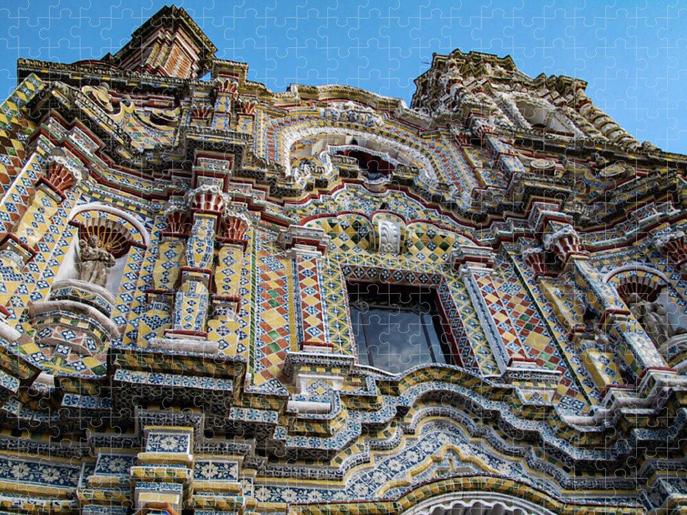 Templo San Francisco Acatepec Jigsaw Puzzle featuring the photograph Talavera Temple by William Scott Koenig