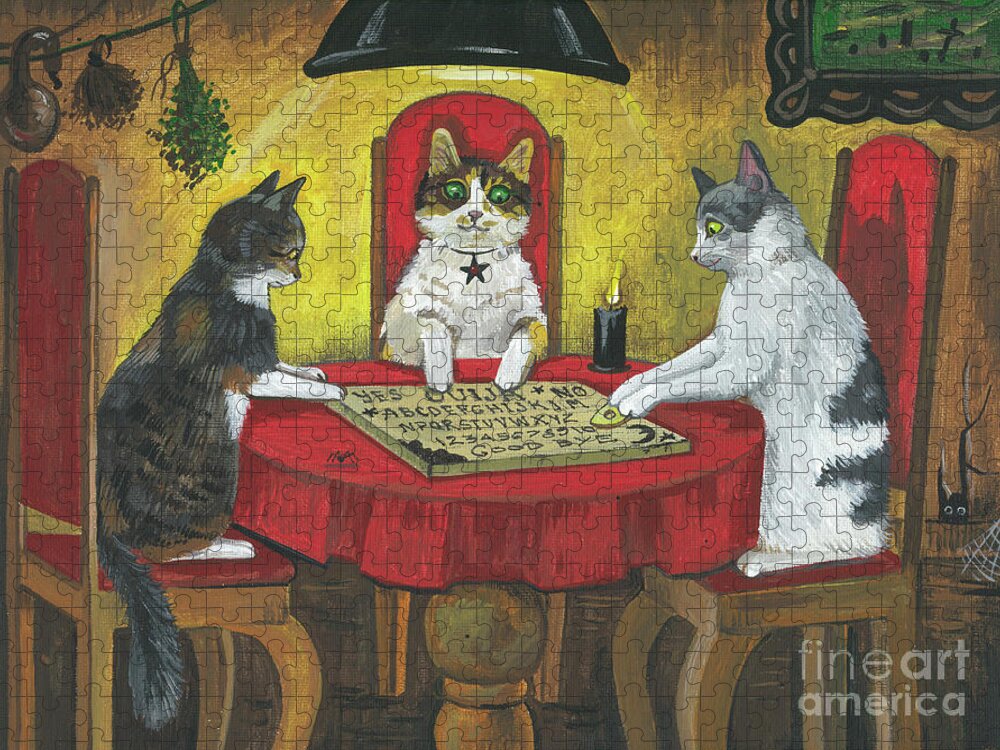Print Jigsaw Puzzle featuring the painting Talking To Spirits by Margaryta Yermolayeva