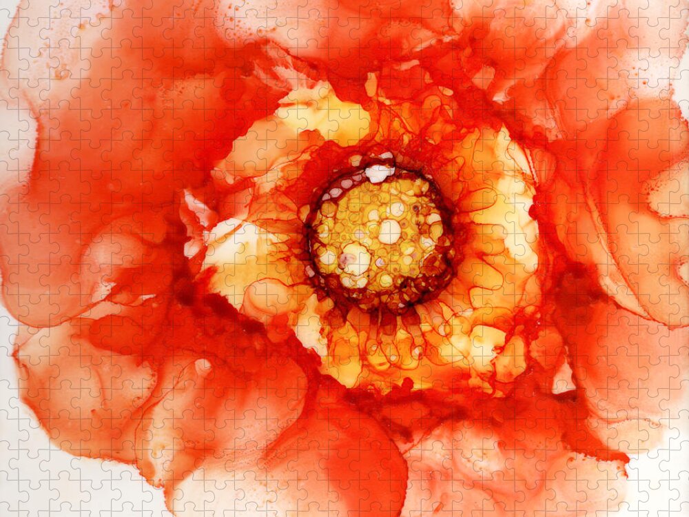 Tangerine Wild Rose Jigsaw Puzzle featuring the painting Tangerine Wild Rose by Daniela Easter