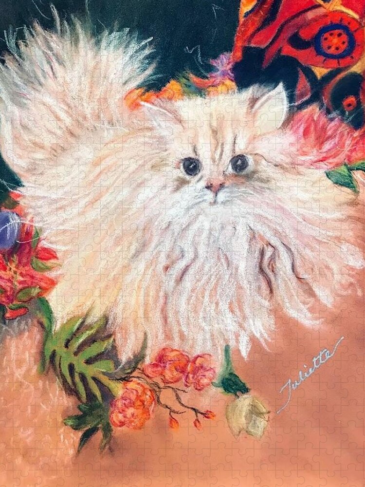 Persian Cat Jigsaw Puzzle featuring the pastel Tawny by Juliette Becker