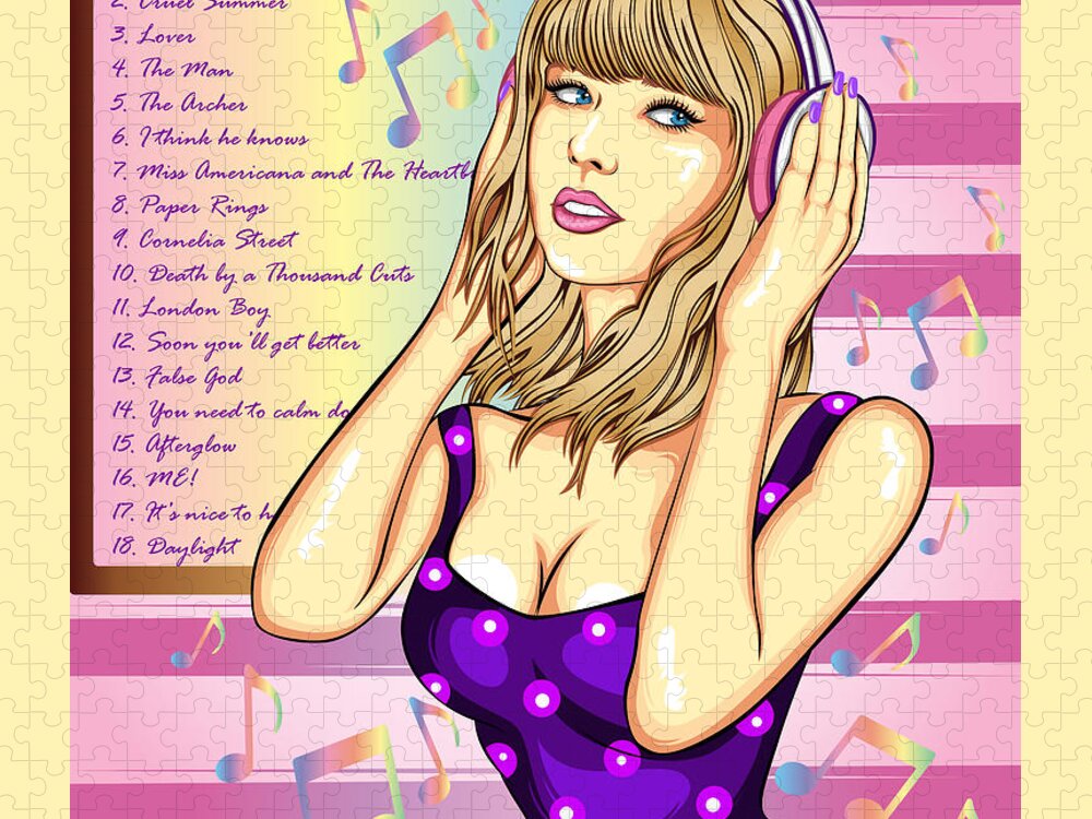  Taylor Swift Jigsaw Puzzle featuring the digital art Taylor Swift Lover Art by Angel Store