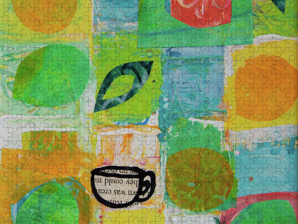 Tea Jigsaw Puzzle featuring the mixed media Tea Box 2 by Julia Malakoff