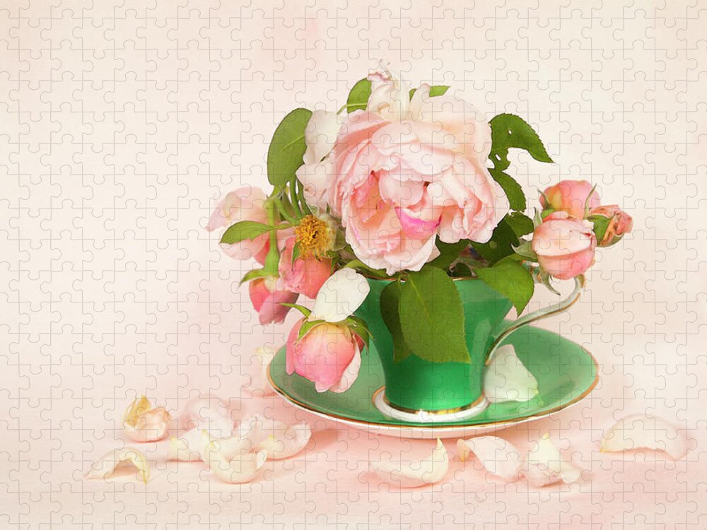 Roses Jigsaw Puzzle featuring the photograph Tea Rose by Theresa Tahara