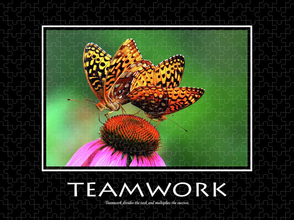 Teamwork Jigsaw Puzzle featuring the photograph Teamwork Inspirational Motivational Poster Art by Christina Rollo