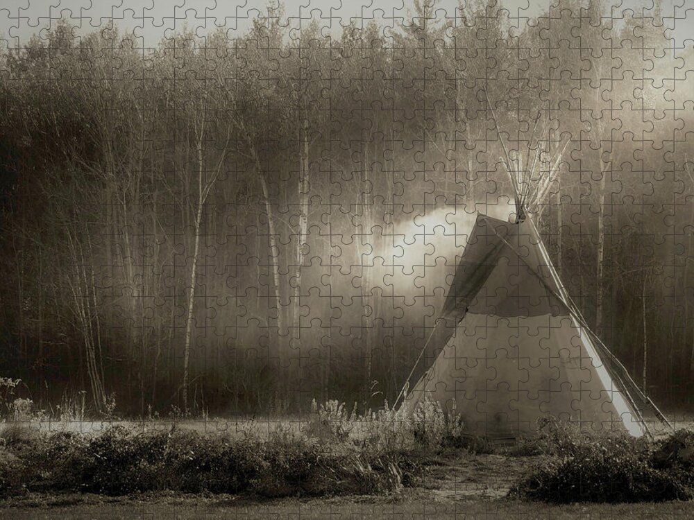Teepee Jigsaw Puzzle featuring the photograph Teepee in the Light by Nancy Griswold