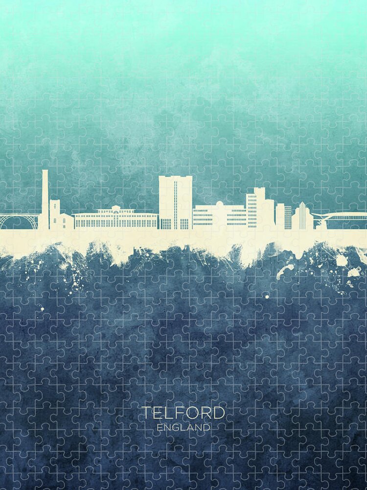 Telford Jigsaw Puzzle featuring the digital art Telford England Skyline #30 by Michael Tompsett