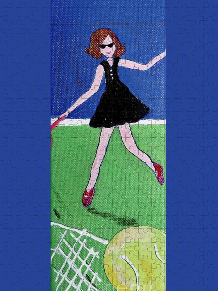 Tennis Jigsaw Puzzle featuring the painting Tennis Dolls -4 by Patty Donoghue