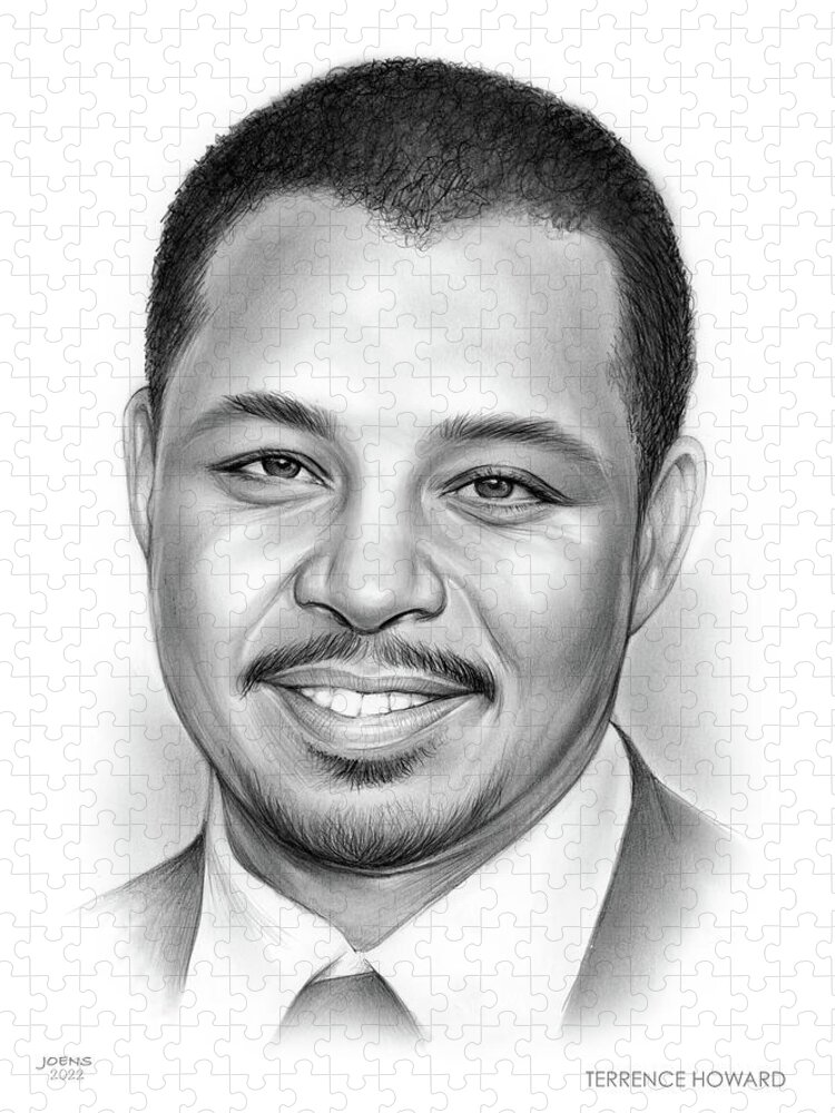 Terrence Howard Jigsaw Puzzle featuring the drawing Terrence Howard by Greg Joens