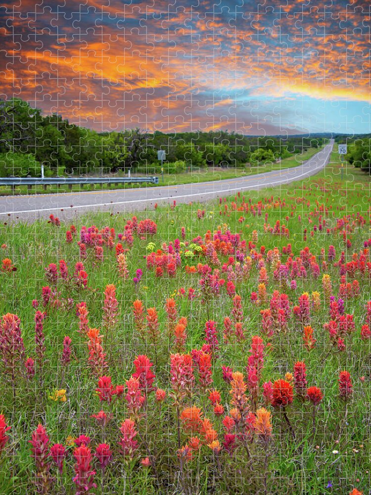 Texas Hill Country Jigsaw Puzzle featuring the photograph Texas Highways Bliss by Lynn Bauer
