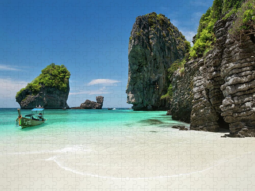 Thailand Jigsaw Puzzle featuring the photograph Thailand - Nui Bay on Koh Phi Phi Don Island by Olivier Parent