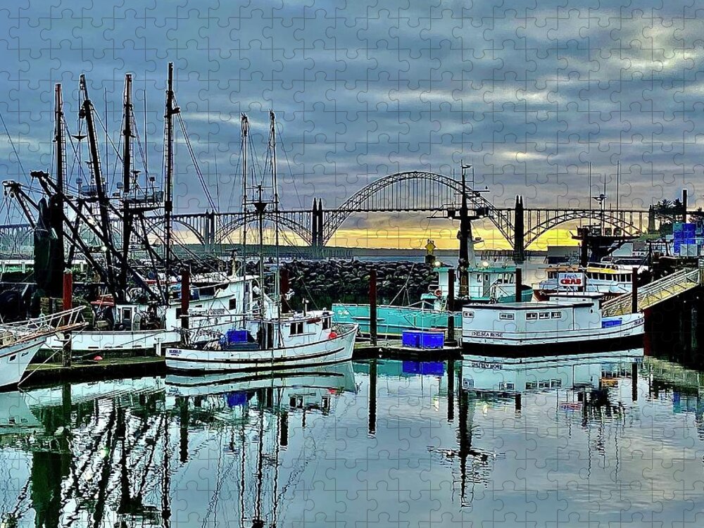 Yaquina Jigsaw Puzzle featuring the photograph Thanksgiving 2020 at Yaquina Bay by Michael Oceanofwisdom Bidwell