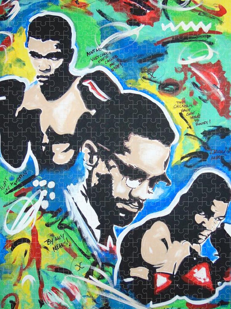 Muhammad Ali Jigsaw Puzzle featuring the painting The 3 Ms by Antonio Moore