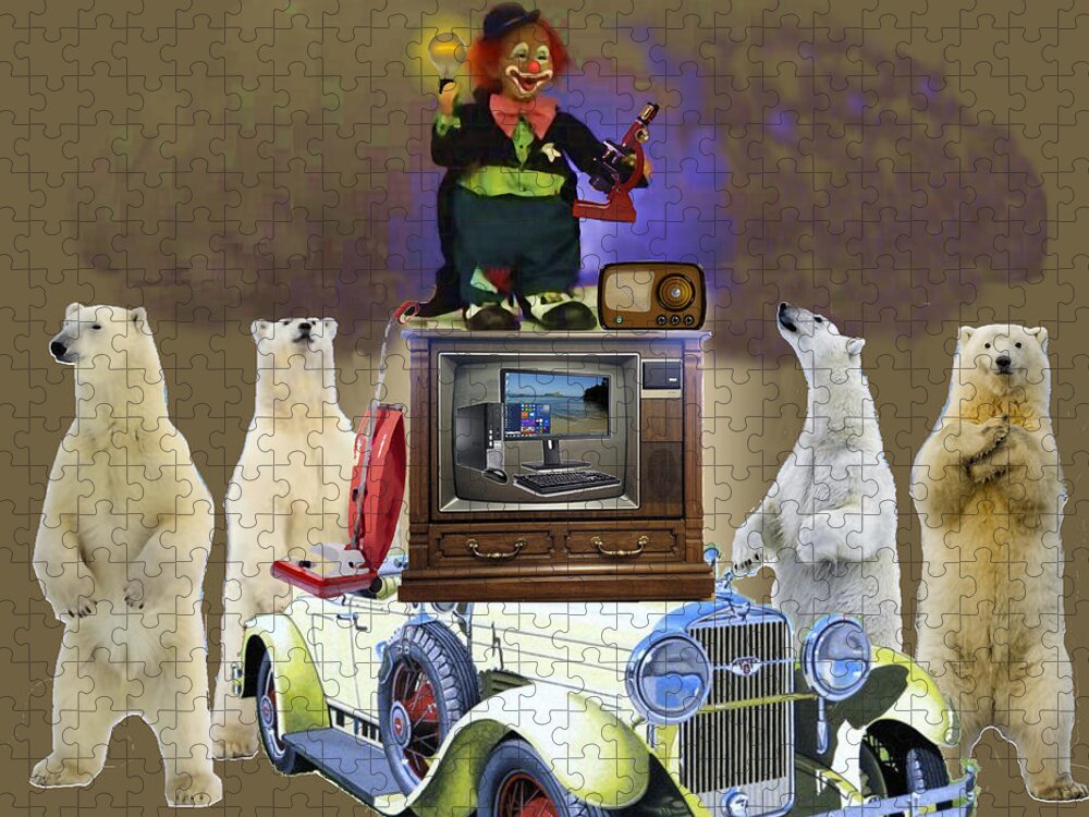 Clown Jigsaw Puzzle featuring the digital art The Absurd by David Zimmerman