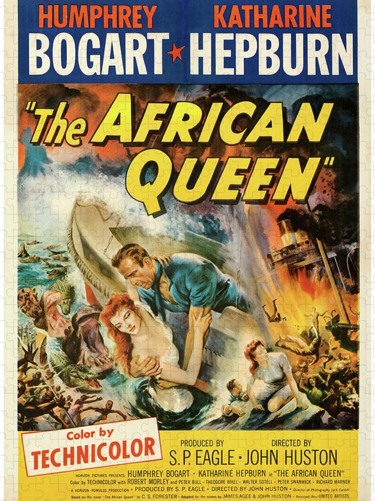 African Jigsaw Puzzle featuring the mixed media ''The African Queen'' poster 1952 by Movie World Posters
