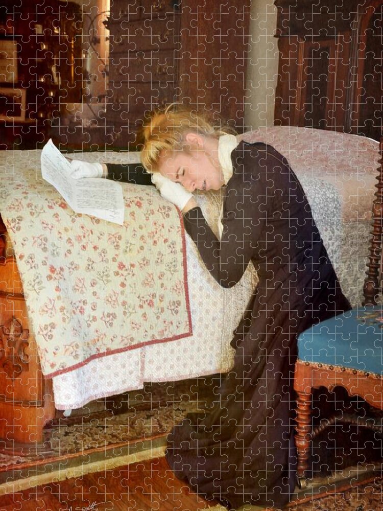 Victorian Lady Jigsaw Puzzle featuring the photograph The Agony of Parting by Fran J Scott
