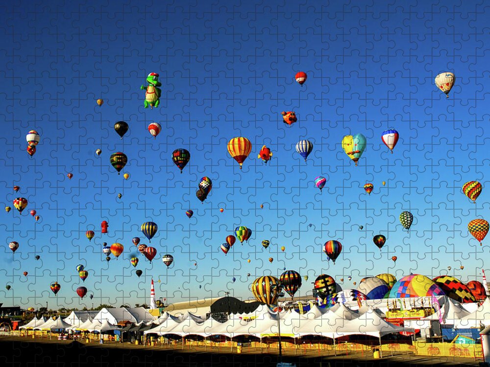 Albuquerque Jigsaw Puzzle featuring the photograph Rise - Albuquerque Hot Air Balloon Festival. New Mexico by Earth And Spirit