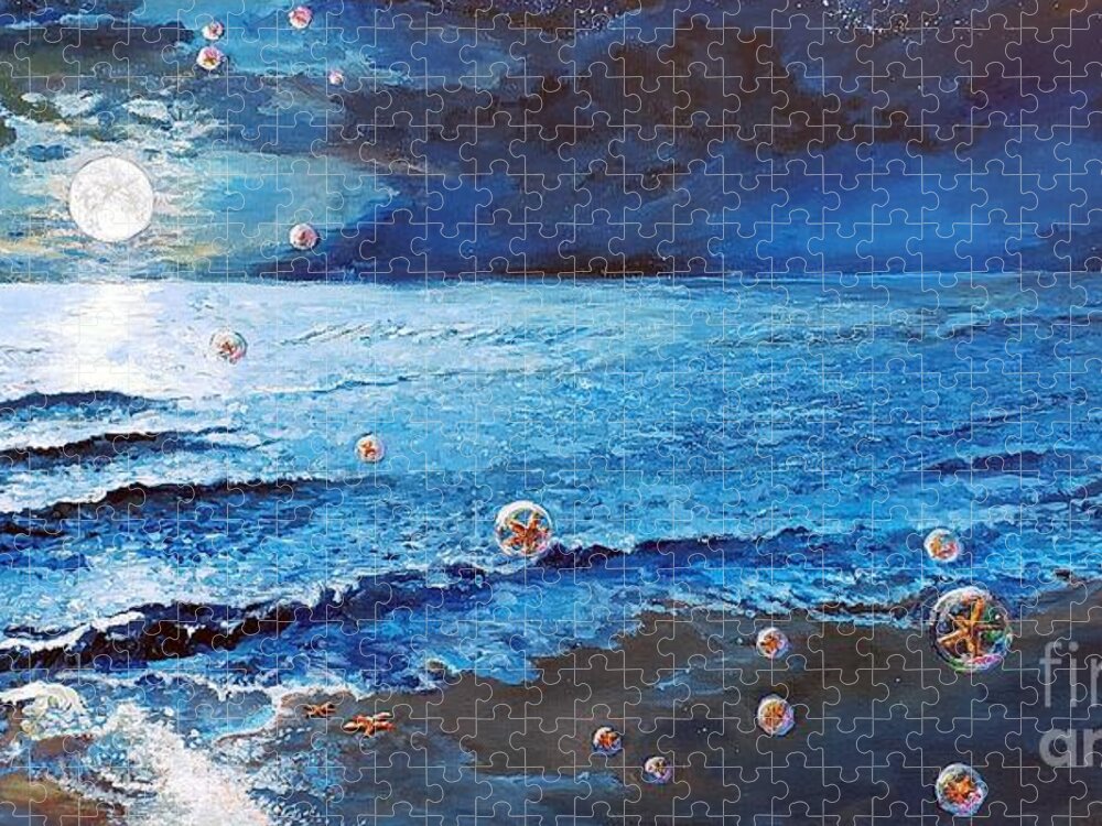 Ocean Jigsaw Puzzle featuring the painting The Ascension of the Sea Stars by Merana Cadorette