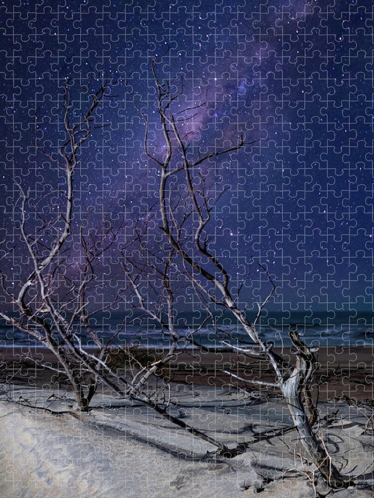 North Carolina Jigsaw Puzzle featuring the photograph The Beach at Night fx by Dan Carmichael