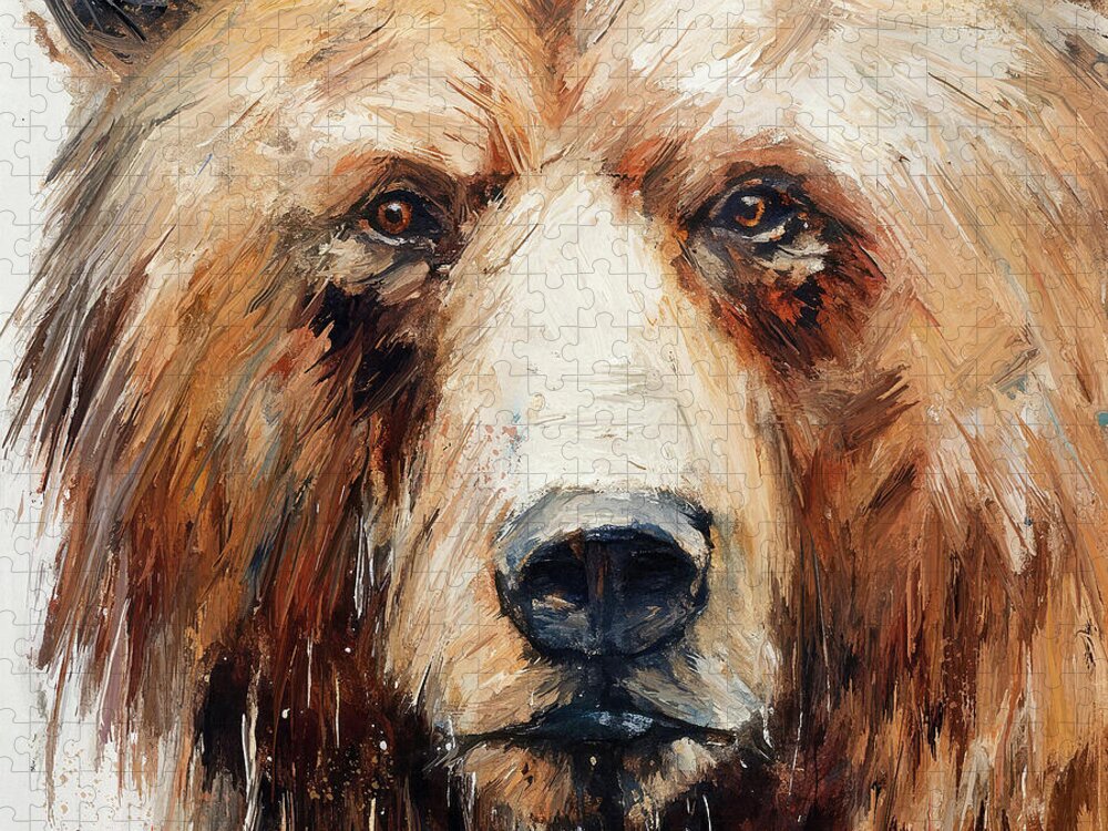 Brown Bear Jigsaw Puzzle featuring the painting The Bear by Tina LeCour