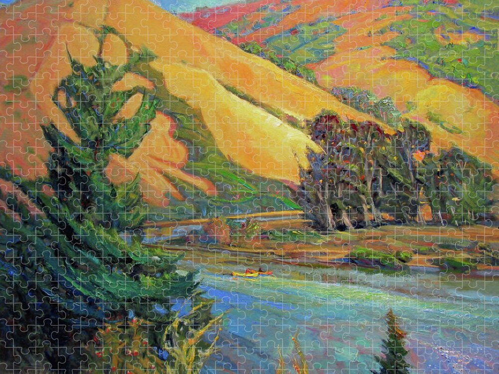 Russian River Jigsaw Puzzle featuring the painting The Bend, Russian River by John McCormick
