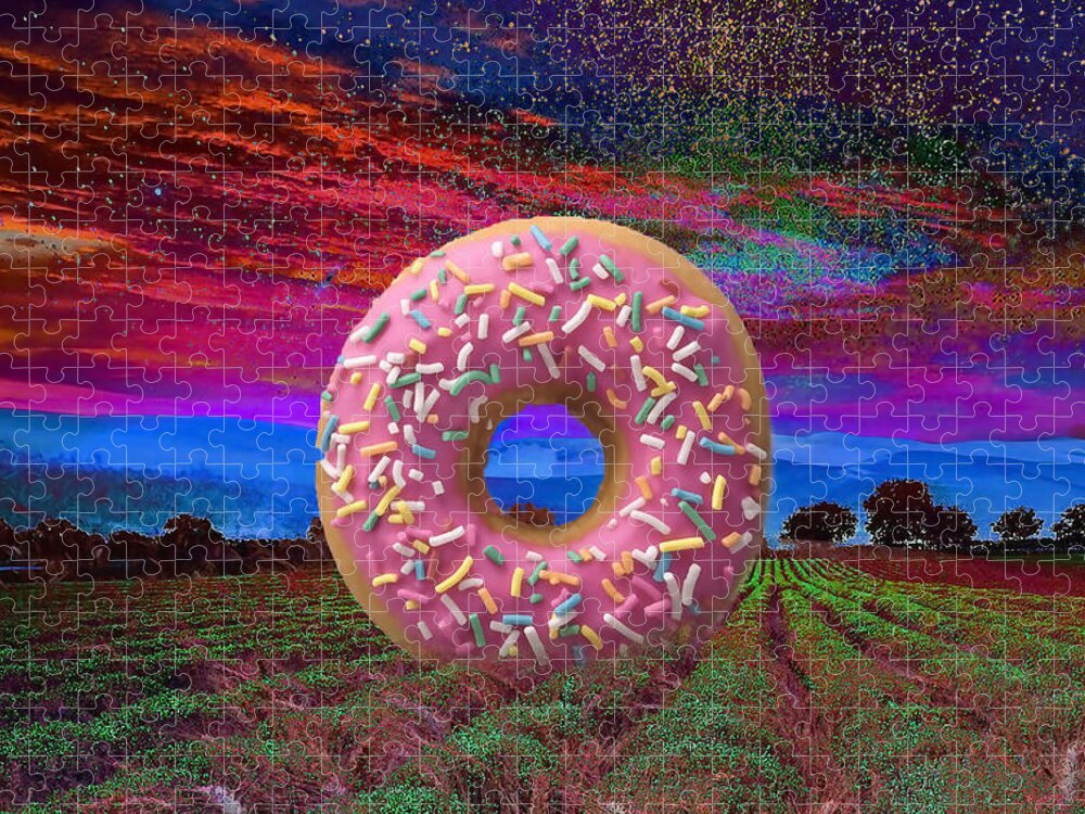 Donut Jigsaw Puzzle featuring the mixed media The Big Donut by Marvin Blaine