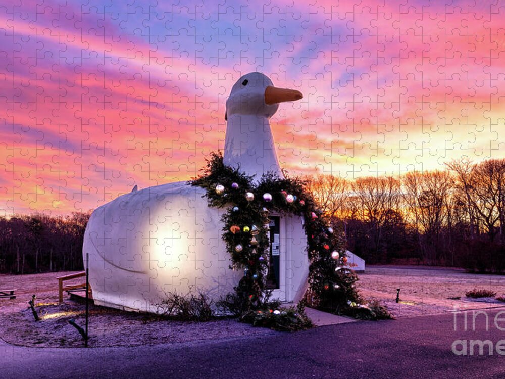 Duck Jigsaw Puzzle featuring the photograph The Big Duck at Christmas by Sean Mills