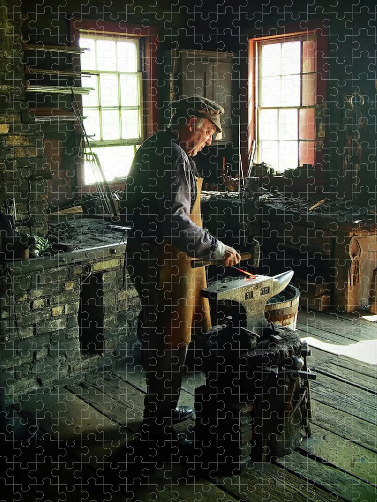 Old Jigsaw Puzzle featuring the photograph The Blacksmith by Scott Olsen