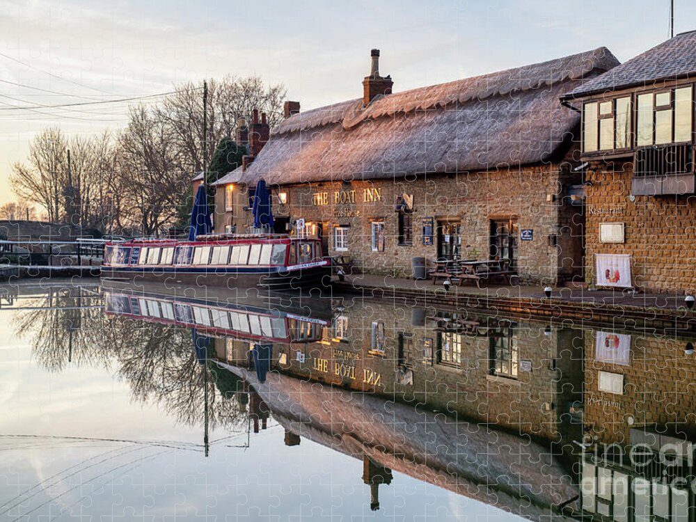Stoke Bruerne Jigsaw Puzzle featuring the photograph The Boat Inn Stoke Bruerne in Winter by Tim Gainey