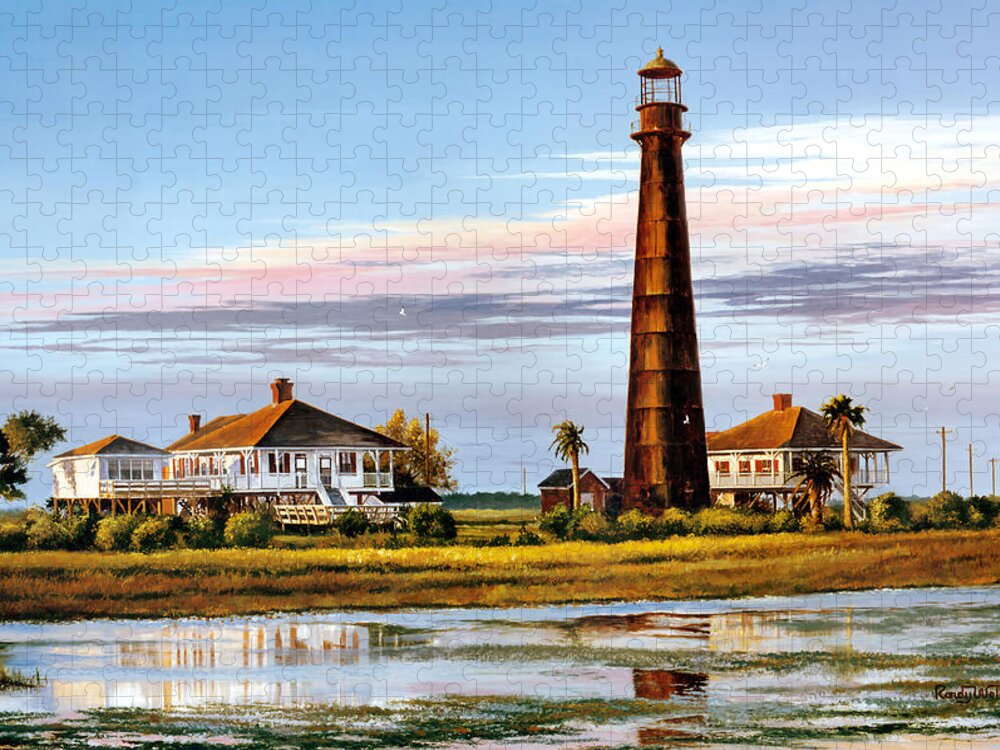 Bolivar Jigsaw Puzzle featuring the painting The Bolivar Lighthouse by Randy Welborn