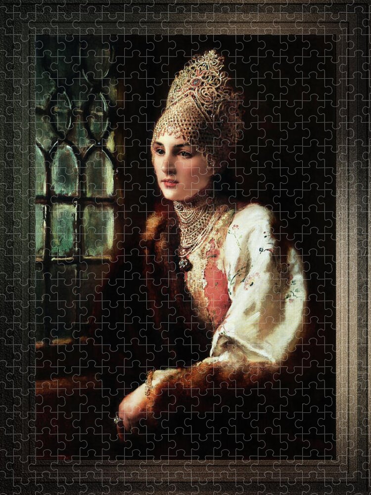The Boyarina Jigsaw Puzzle featuring the digital art The Boyarina by Konstantin Makovsky by Rolando Burbon