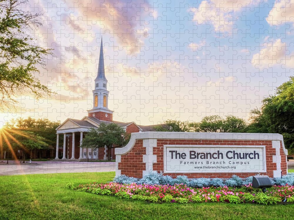 The Branch Church Jigsaw Puzzle featuring the photograph The Branch Church, Farmers Branch, Texas by Robert Bellomy