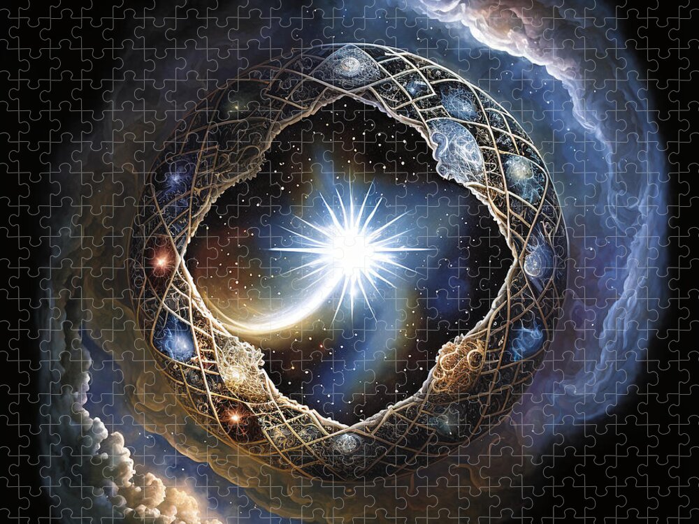 Ai Art Jigsaw Puzzle featuring the digital art The Bridge 3/40 by Chaos Magick Art J Conductor of Chaos