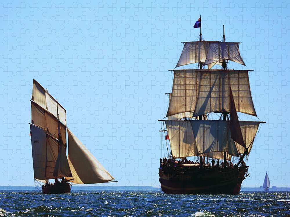 Cancalaise Jigsaw Puzzle featuring the photograph The Cancalaise and The Etoile du Roy by Frederic Bourrigaud