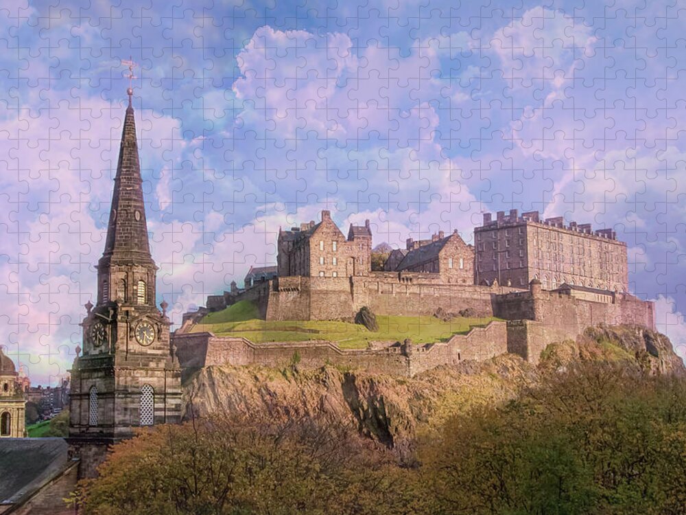 Castle Of Edinburgh Jigsaw Puzzle featuring the digital art The Castle of Edinburgh by SnapHappy Photos