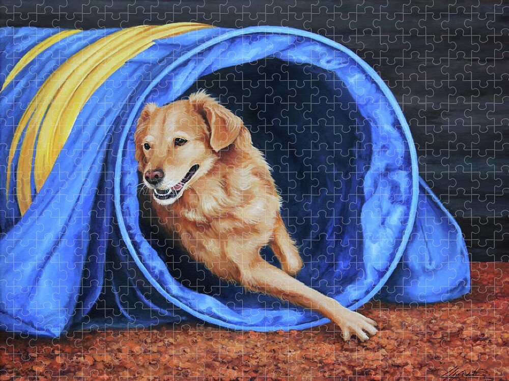 Dog Jigsaw Puzzle featuring the painting The Champion by Lucy West