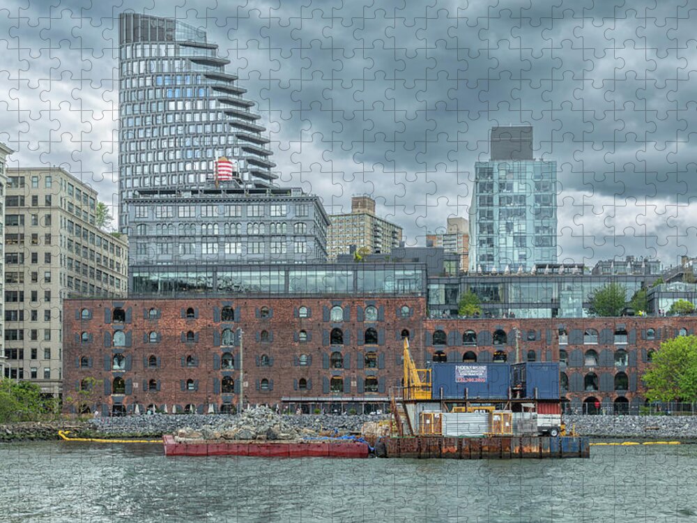 Barge Jigsaw Puzzle featuring the photograph The Changing Brooklyn Waterfront by Cate Franklyn