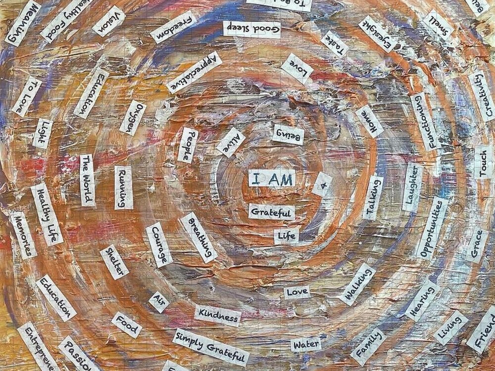 Gratitude Jigsaw Puzzle featuring the painting The Circle of Gratitude by Medge Jaspan