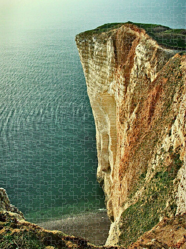 Cliffs At Deauville Jigsaw Puzzle featuring the photograph The Cliffs at Deauville by Susan Maxwell Schmidt