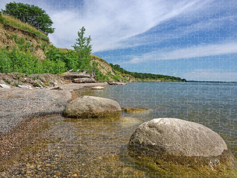 Cliffs Jigsaw Puzzle featuring the photograph The Cliffs at Grahams Island - 1 of 2 - Devils Lake, North Dakota by Peter Herman